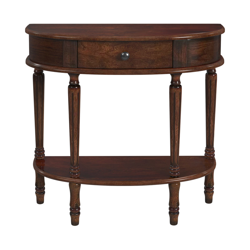Mozart Demilune Console Table with Storage, Dark Cherry