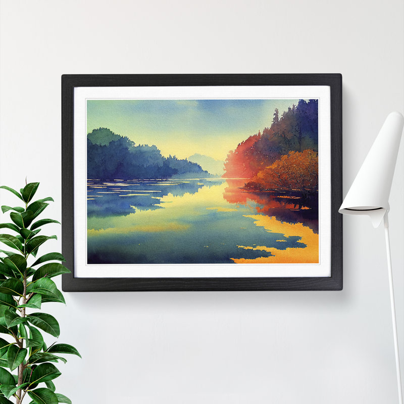 Colourful Forest River Vol.3 - Single Picture Frame Print, Black Framed, 25cm H x 34cm W x 2cm D