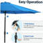Parasol de marché 11 pieds avec manivelle, baleines inclinables * 11 pi, avec auvent résistant aux rayons UV pour la piscine, la cour et le patio (sans base)