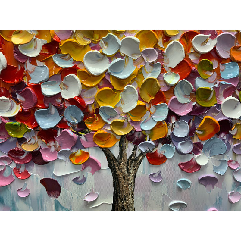 Wall Art Canvas Painting, Colorful Nature Tree Of Life Wall Painting, Modern Artwork Textured Canvas Wall Art
