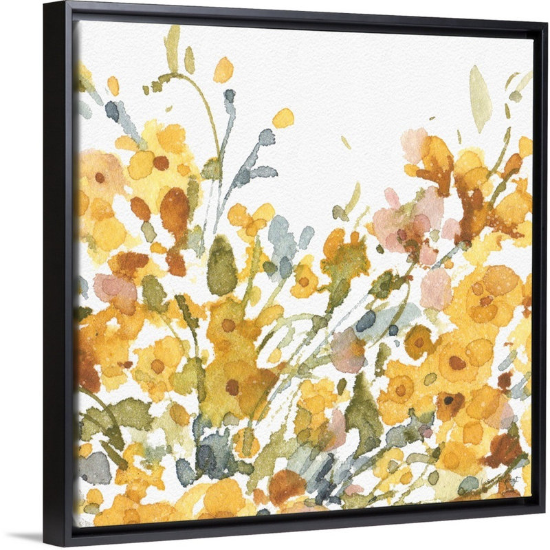 «Happy Yellow 08» par Lisa Audit - reproduction d'art, Toile avec cadre noir, H 32 po x l 32 po x P 1,75 po