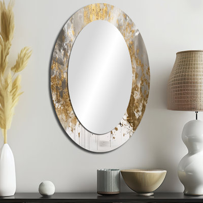 Saberio Golden Abstract - Abstract Large Mirror, Modern Unique Wall Mirror Decor, Printed Metal Art