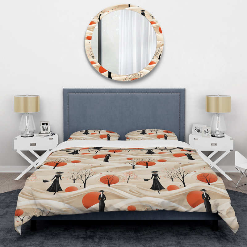 Ensemble de housse de couette chinois Minimimalist Fashion Woman Pattern I, Housse de couette pour très grand lit et 2 très