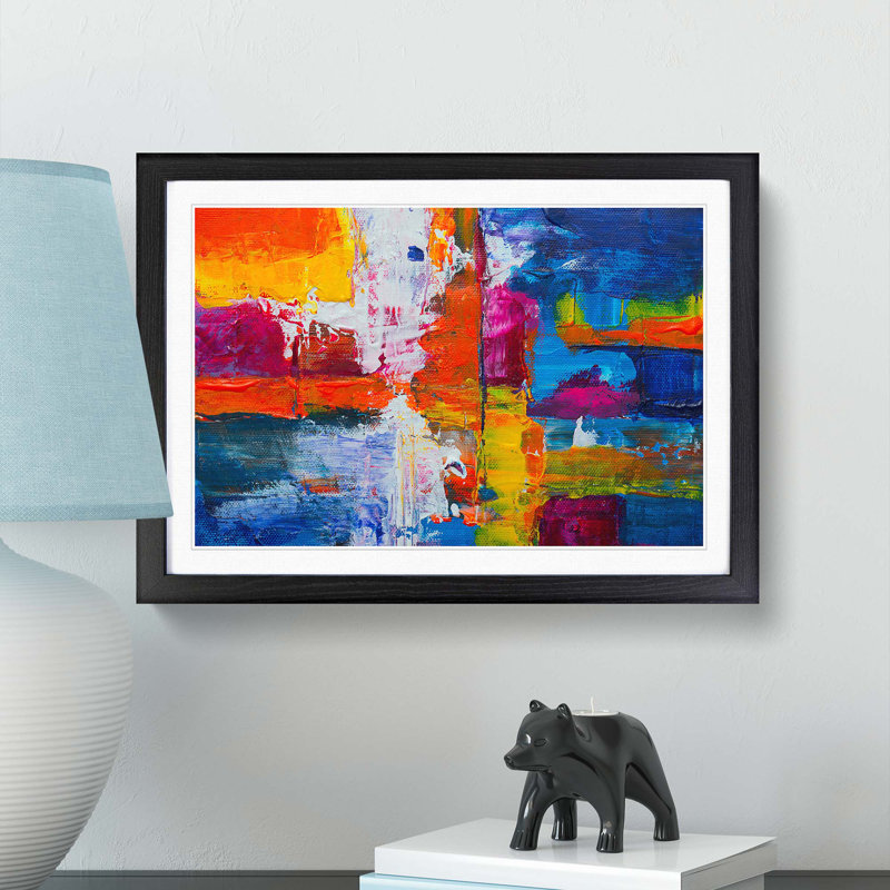 Abstract Art Painting Vol.443 by S.Johnson - Picture Frame Painting Print, 48cm H x 65cm W x 2cm D, Black Framed