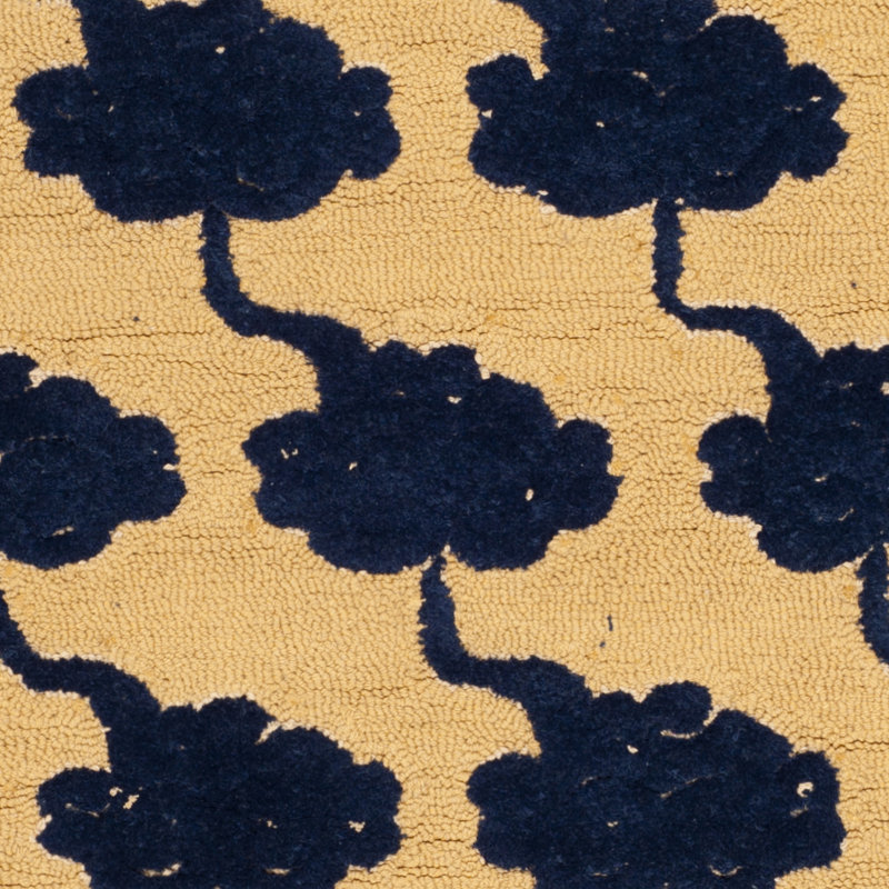 Layoune Newport Hand Hooked Cotton Pile Floral Rug, Round 6'