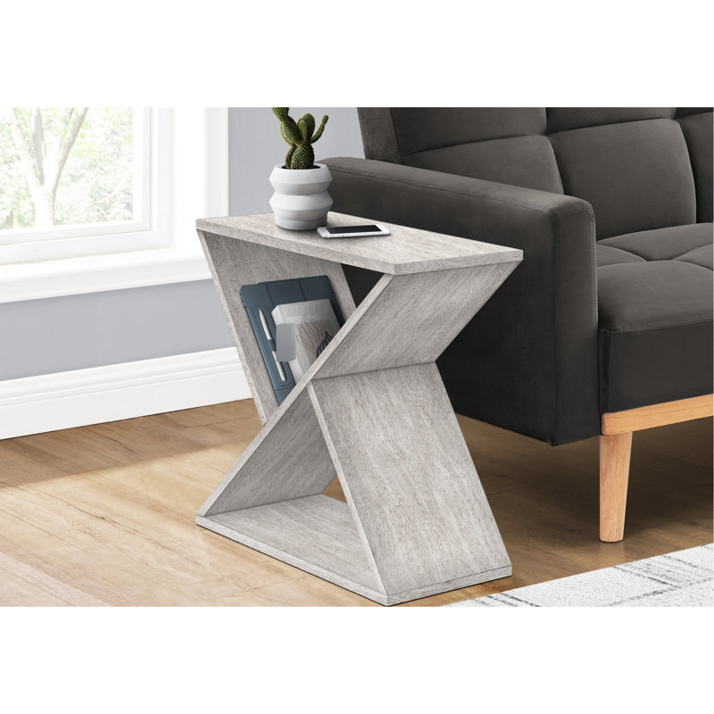 Table d'appoint en placage gris pour le salon, chambre à coucher moderne avec design peu encombrant, option