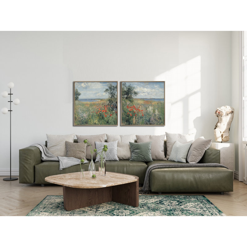 «Poppy Field by the Seaside II», art mural sur toile
