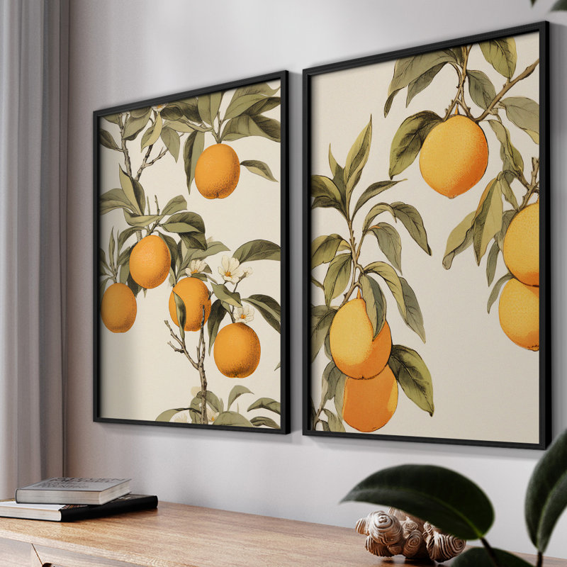 " Vintage Floral XLII " 2 - Pieces, Black, 14" H x 22" W