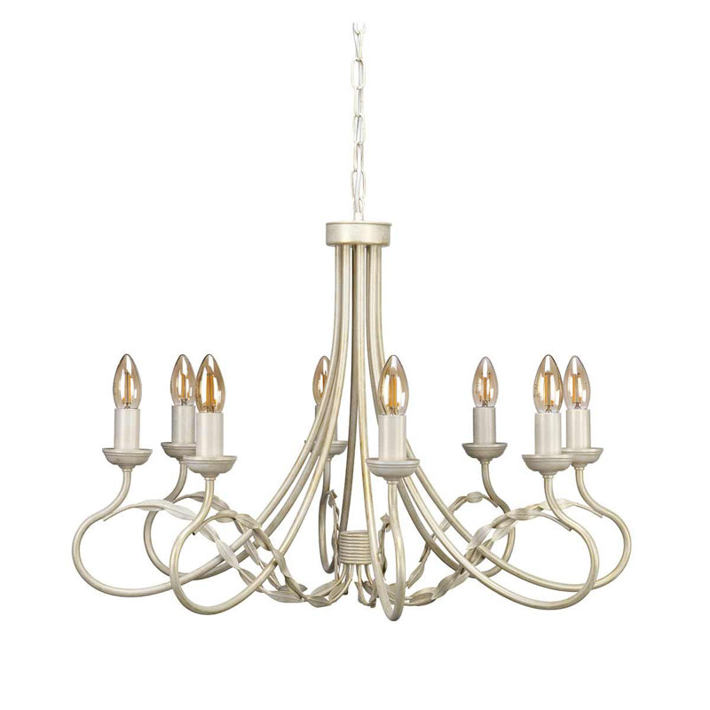 Ballyrashane 8 - Light Candle Style Chandelier, Ivory/Gold