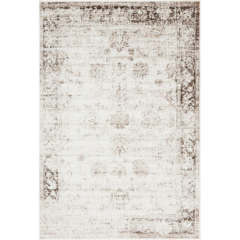 Tapis rond kaki Mangine Ikat, Rectangle de 5 pi x 8 pi