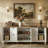 90.6" Wide Horizontal Shoe Cabinet With 4 Drawers & Glass Doors