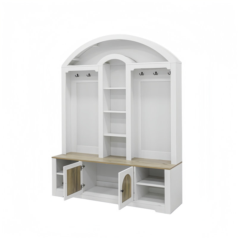 Armoire multifonctionnelle avec porte-chaussures, cintres et crochets - garde-robe d'entrée robuste en panneau de fibres à densité moyenne