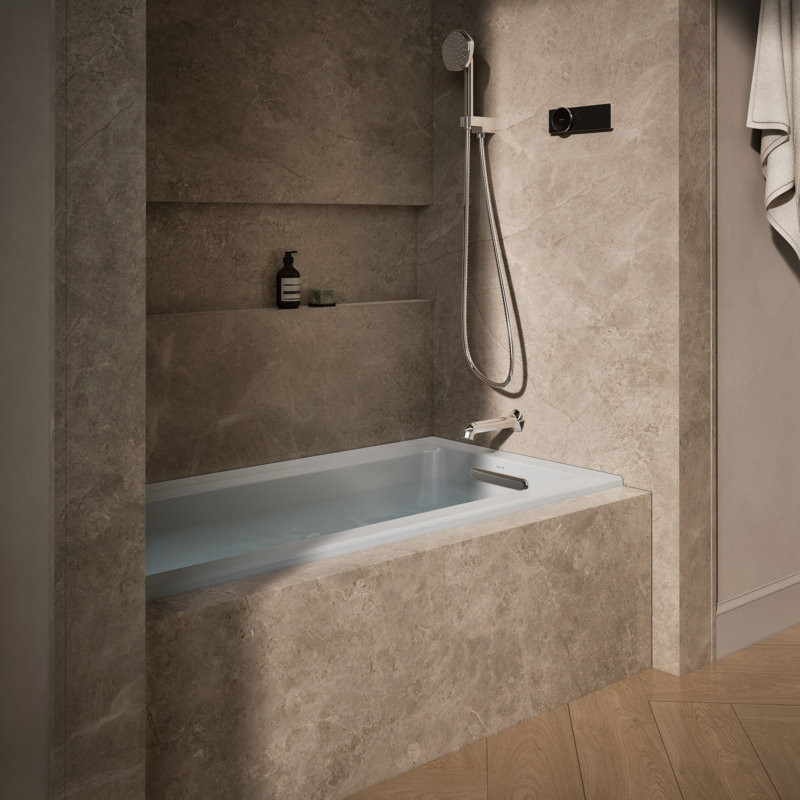 Archer® 60" x 30" Drop-in Whirlpool Bathtub, Ice Gray, Right