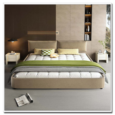 Chenille Upholstered Bed With Round Corner