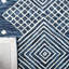 Tapis bleu / ivoire en laine / coton touffeté à la main Micro-Loop-558024934
