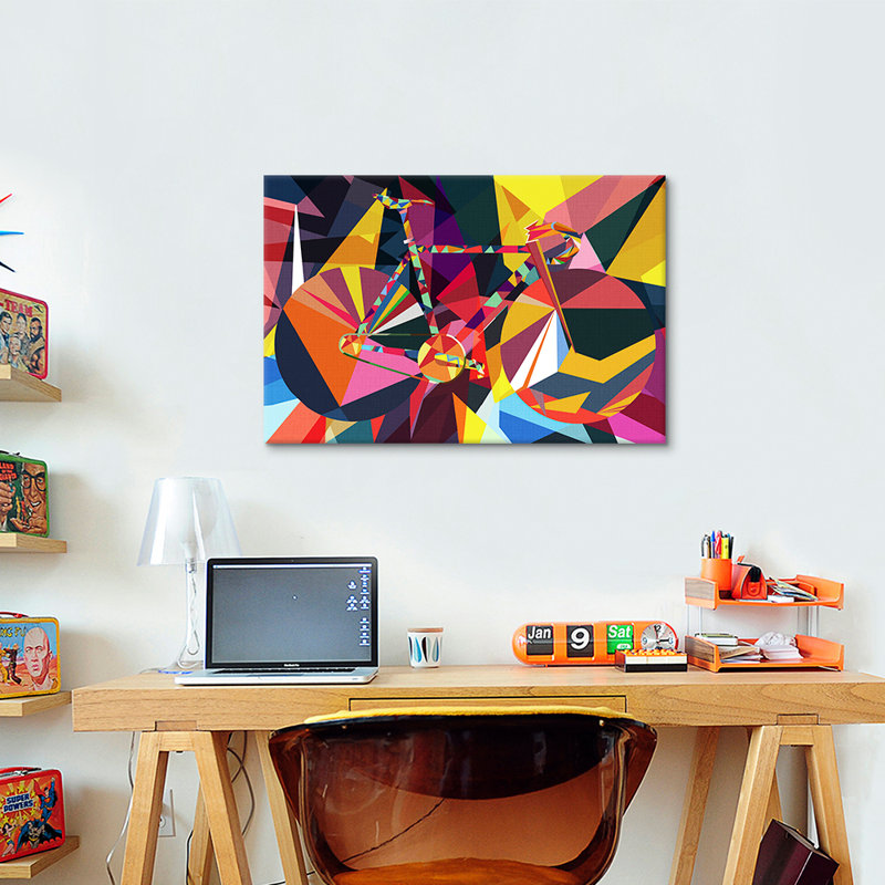 « polygon fixie » par robery delaunay, impression sur toile tendue, H 18 po x l 26 po x P 1,5 po, Toile avec cadre noir