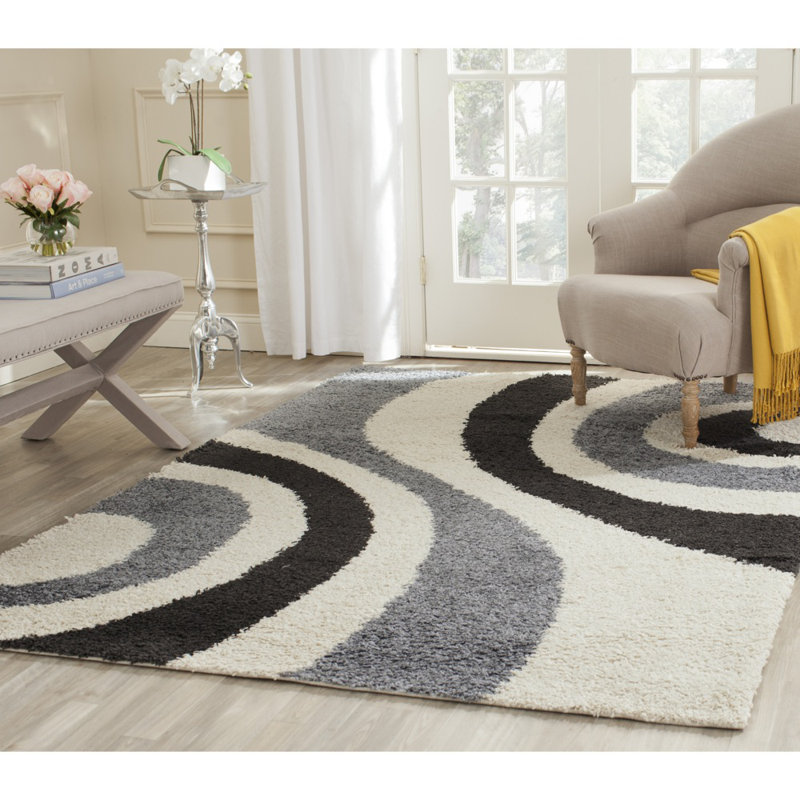 Tapis beige / gris / noir Delane, Rectangle 5 pi 3 po x 7 pi 6 po
