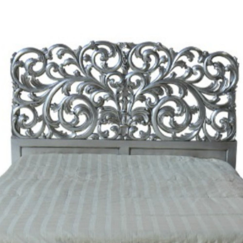 Eckard Solid Wood Bed, Super King (6'), Silver