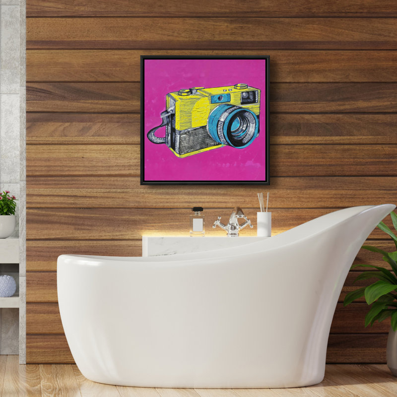 Colourful retro camera - 24"x24" Framed canvas