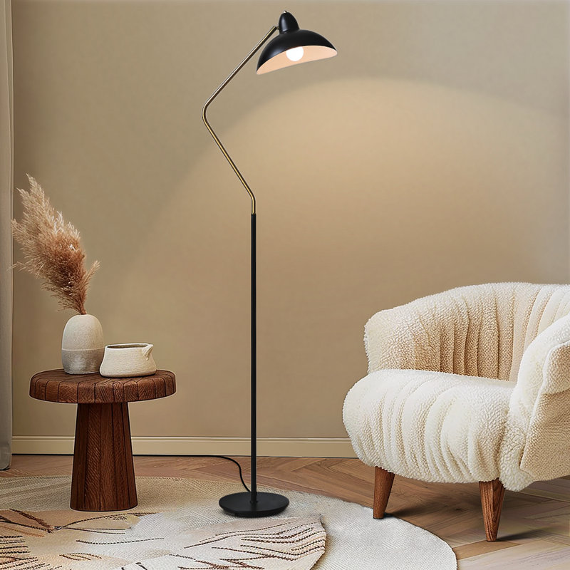 Arcadian Swoop Adjustable Black LED Floor Lamp for Kids