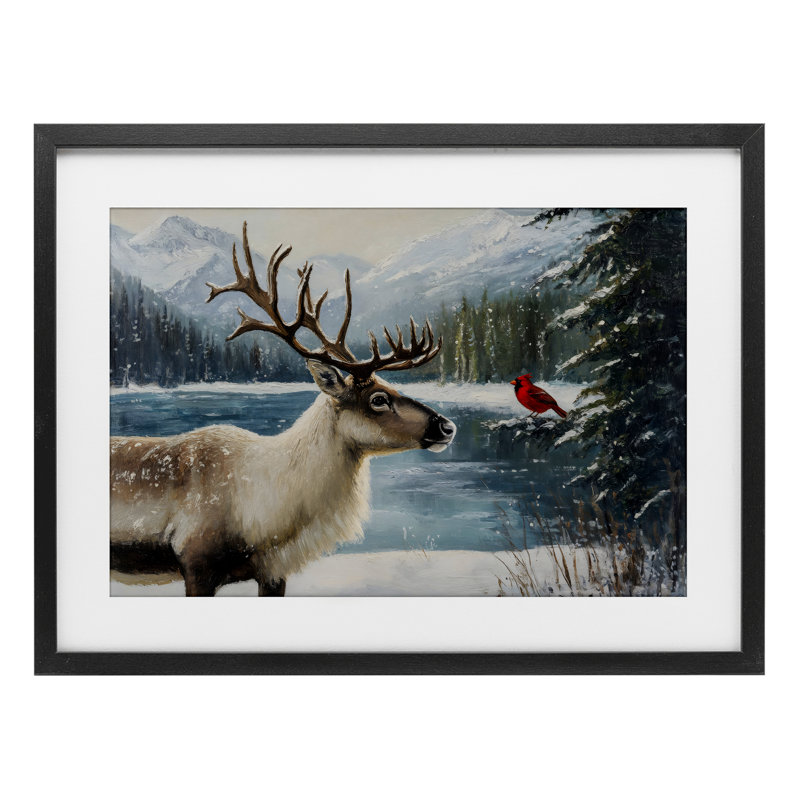 «Christmas Conversation In Wild», reproduction encadrée sous verre, design par Petal Prints Design, H 14 po x l 20 po
