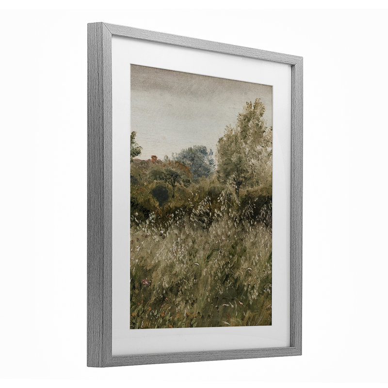 Thicket in Countryside, reproduction d'art encadrée sous verre, par lettré et doublé, Cadre de ferme gris, H 16 po x l 13 po