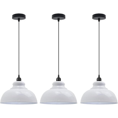 3 Pack Modern Pendant Light Fixtures, Metal Hanging Ceiling Lights with Adjustable Cord, E26 Base Lighting for Kitchen Island, Dining Room, Bedroom, Hallway, Contemporary Style