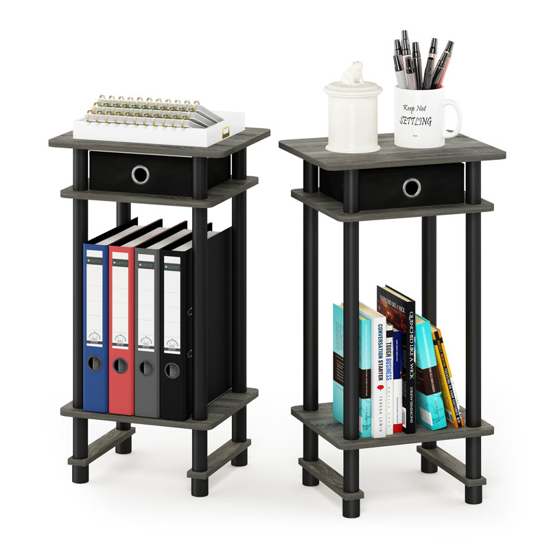 Table de bout avec rangement Asid, Chêne français gris / noir