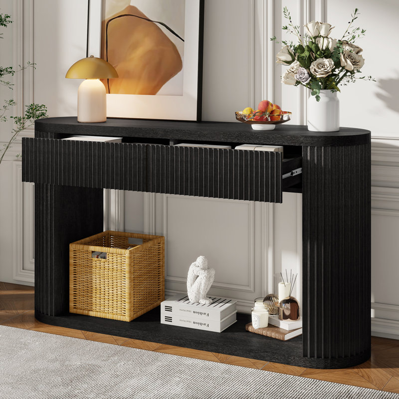 Armoire de rangement de bureau à 2 tiroirs de 53 po de largeur, Noir