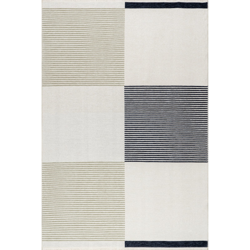Tapis géométrique lavable à la machine Olivette, Rectangle 7 pi 10 po x 10 pi