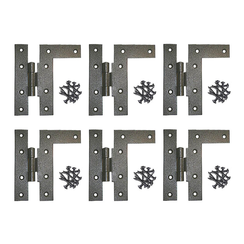 Black Wrought Iron Kitchen Cabinet Hinges, Pack of 6