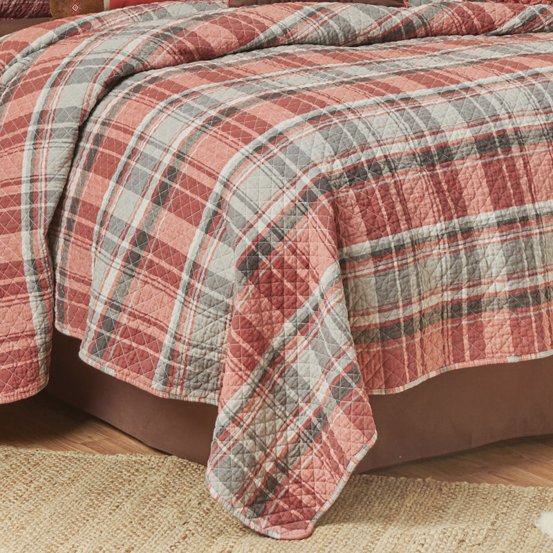 Saffron Plaid Cotton Reversible Quilt Set, Twin Quilt + 1 Sham