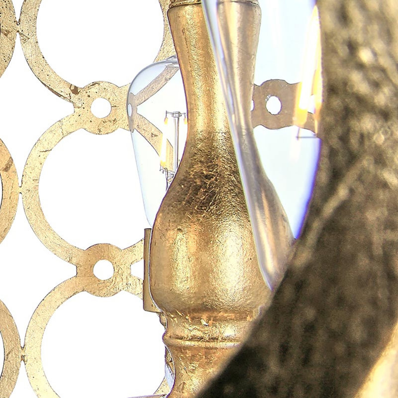 Lustre tambour simple à 8 lumières Ringlet, Feuille d’or