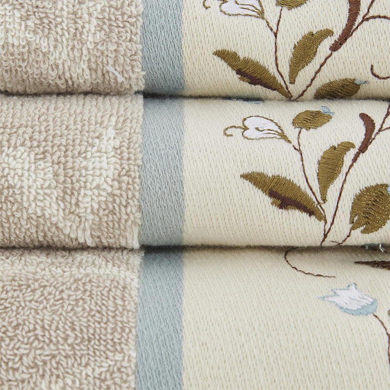 High-quality and durable 100% cotton terry towels with high absorbency (6-piece multi-size set), Blue