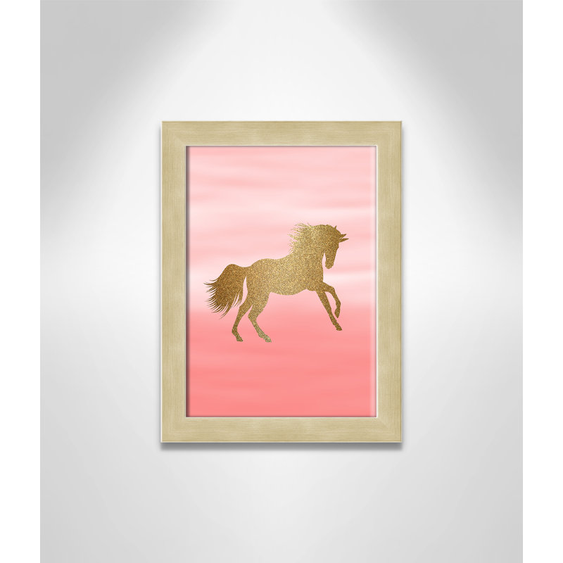 Art encadré ombré rose 1 ', H 14 po x l 10 po x P 0,6 po, Encadrement champagne