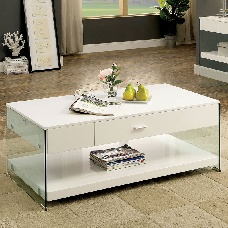 Table basse contemporaine 46,6 ", blanc