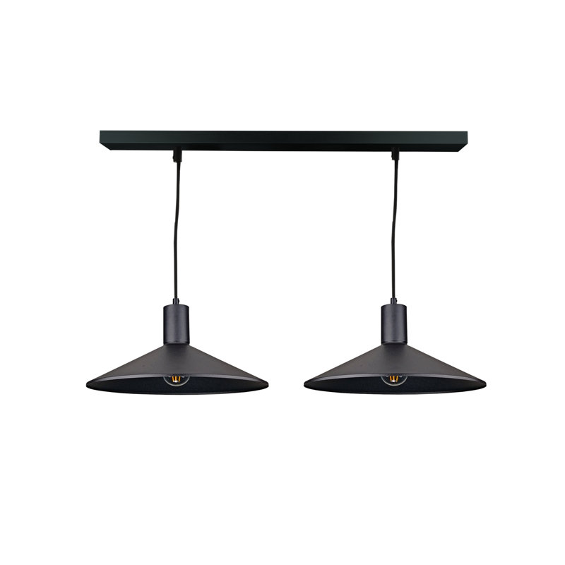 2 - Light Matte Black Dome Pendant, Black