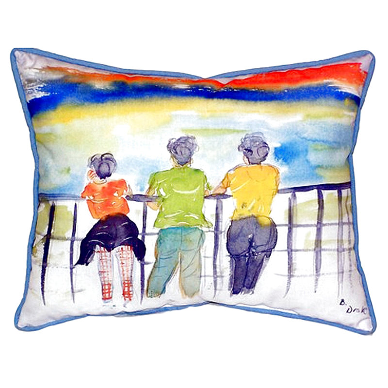 Ladies Looking Outdoor Throw Pillow, Small