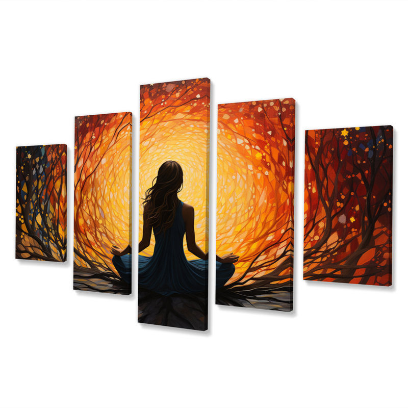 Nohan - reproduction d'art mural yoga - 5 panneaux