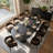 Modern 47"-83" Extendable Dining Table Set With Upholstered Velvet Dining Arm Chairs-487225567-487225566