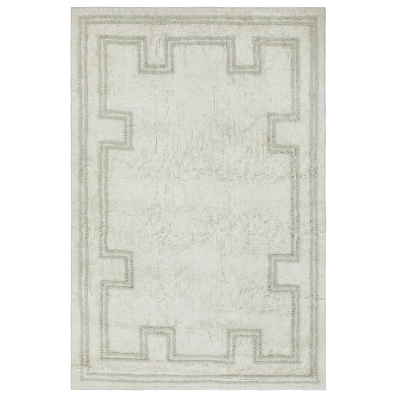 Tapis d'intérieur en laine tissé à la main Border, Rectangulaire 3 pi x 5 pi