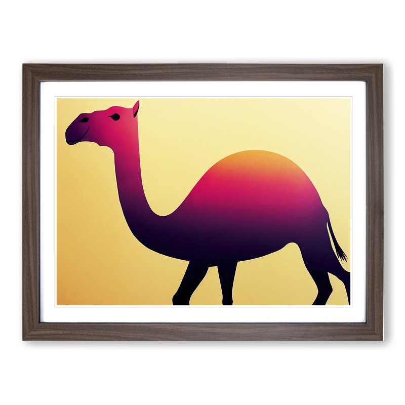Epic Camel - Single Picture Frame Print, 46cm H x 64cm W, Walnut
