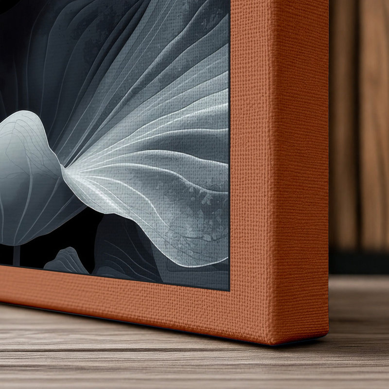 Moonlit Lotus Bloom Botanical - Wrapped Canvas, 24x16 - 61.0 x 40.6 cm, Terracotta Border