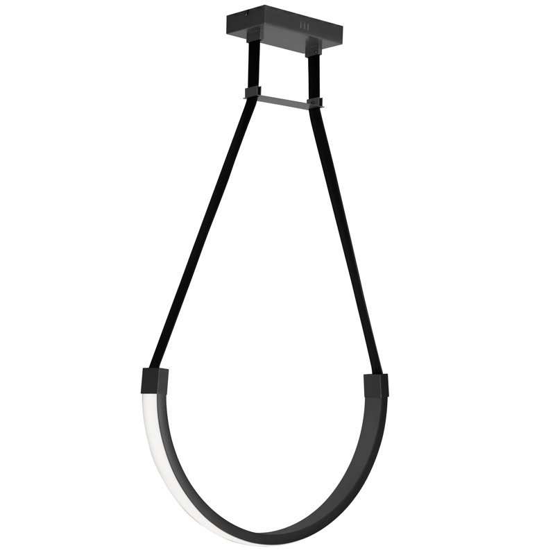 Luminaire suspendu à 1 lumière Carlheinz, H 13,75 po x l 24 po x P 2,5 po, Noir mat