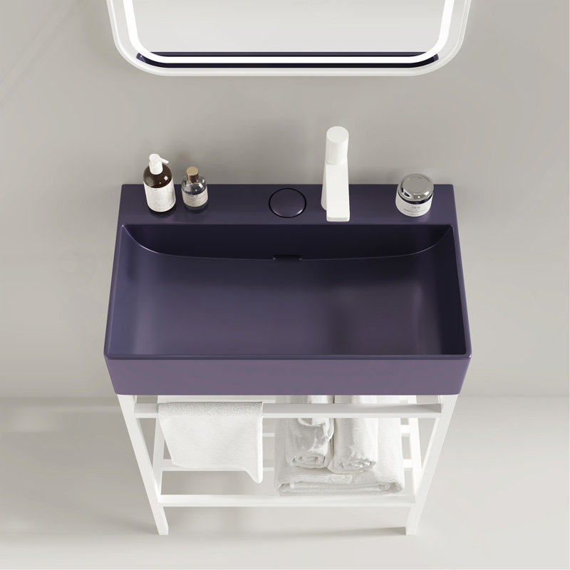 24"Bathroom Sink without Cabinet, Purple Ceramic Basin