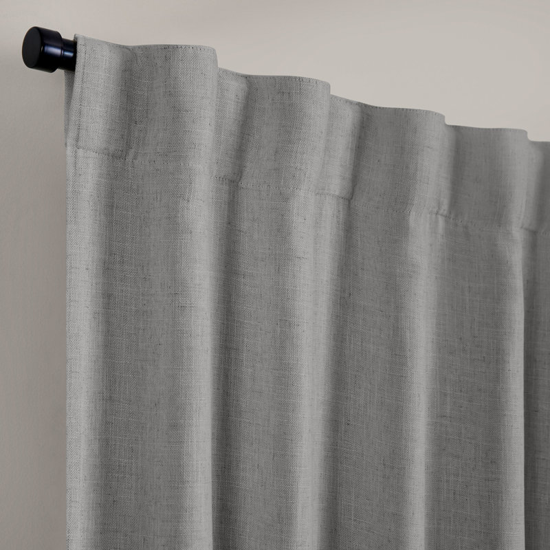 Byoung Polyester Linen Blend Room Darkening Window Curtain, Dark Gray, 52" W x 95" L