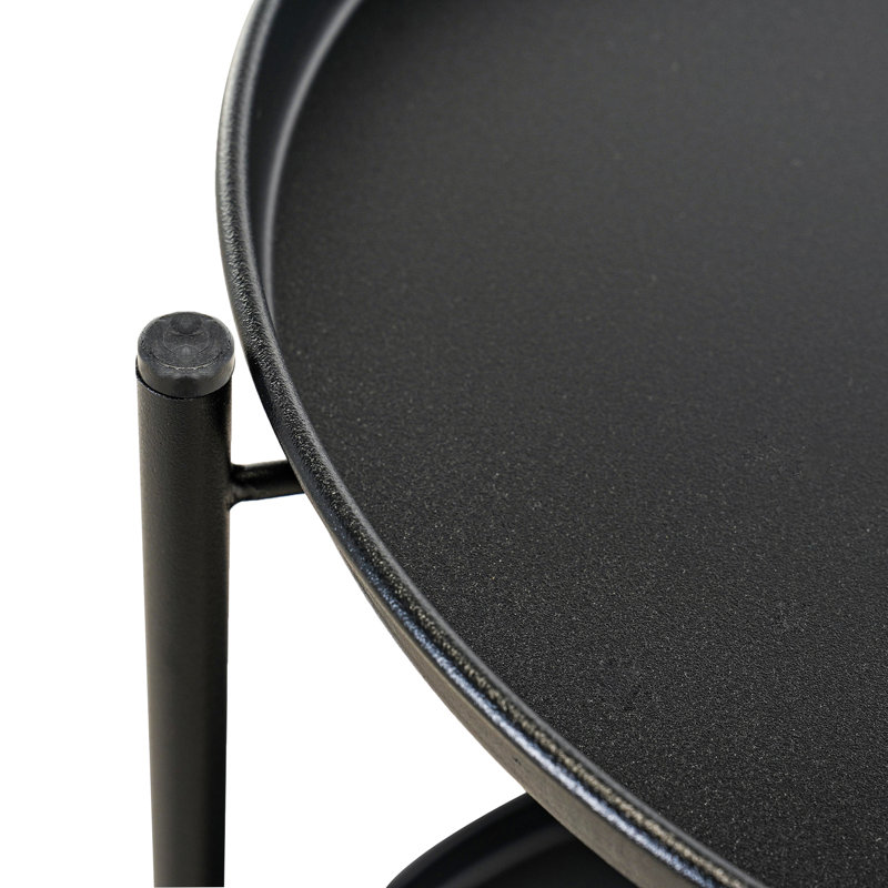 Caira Round Outdoor Side Table, Black