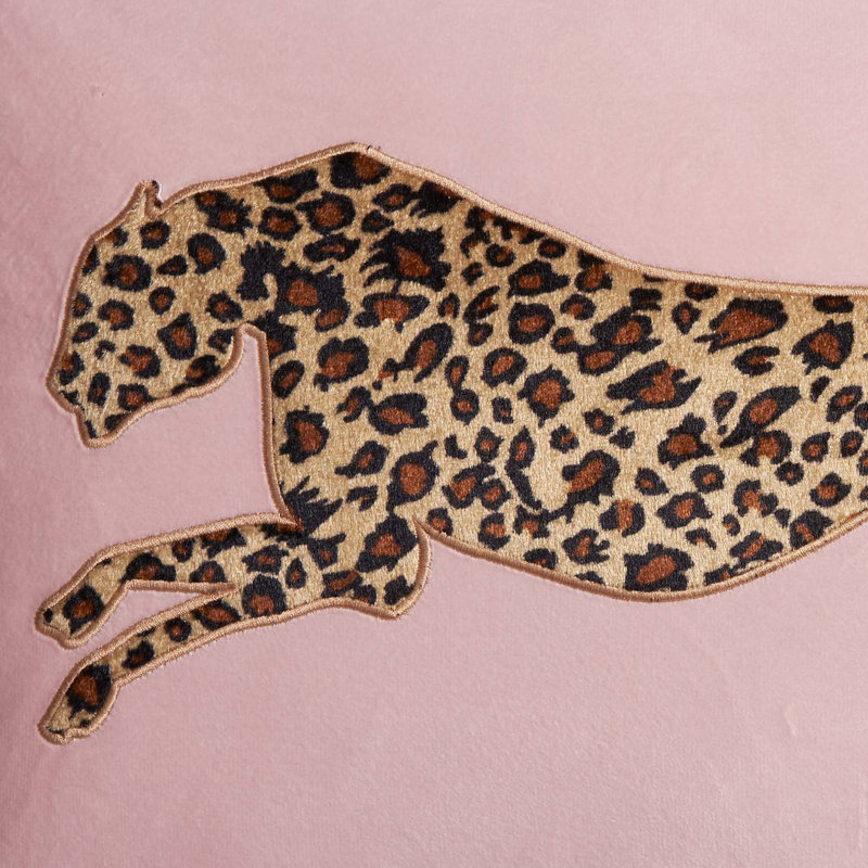 Juicy Couture Velvet Cheetah Plush Decorative Throw Pillows, Blush, Square 18"