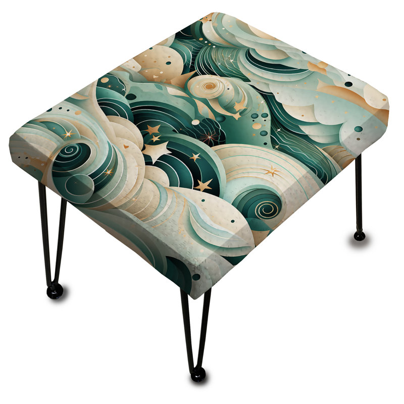 Coastal Geometric Charm Coastal Pattern - Coastal Rectangle Ottoman