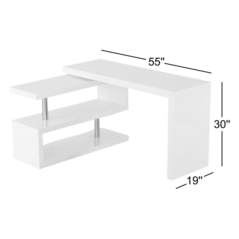 Demetra L-Shaped Writing Desk, White